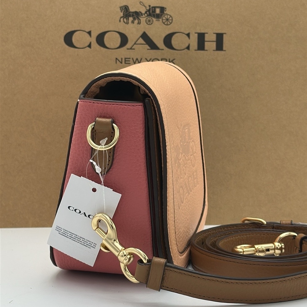 Coach C9130 Saddle Bag Horse & Carriage Colorblock Leather Faded Blush Pink NWT - Picture 3 of 16